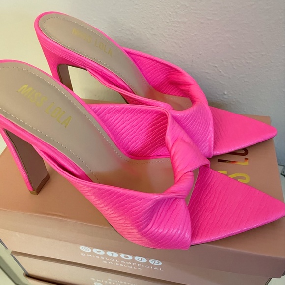 Miss Lola - Style Envy High Heel Mules - Pink - Picture 4 of 10